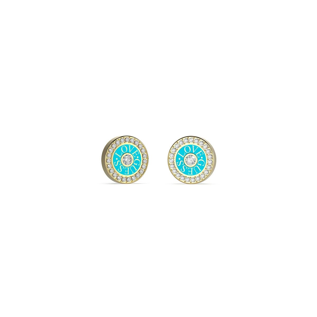Orecchini Donna Guess Acciaio Oro con Dettaglio Turchese