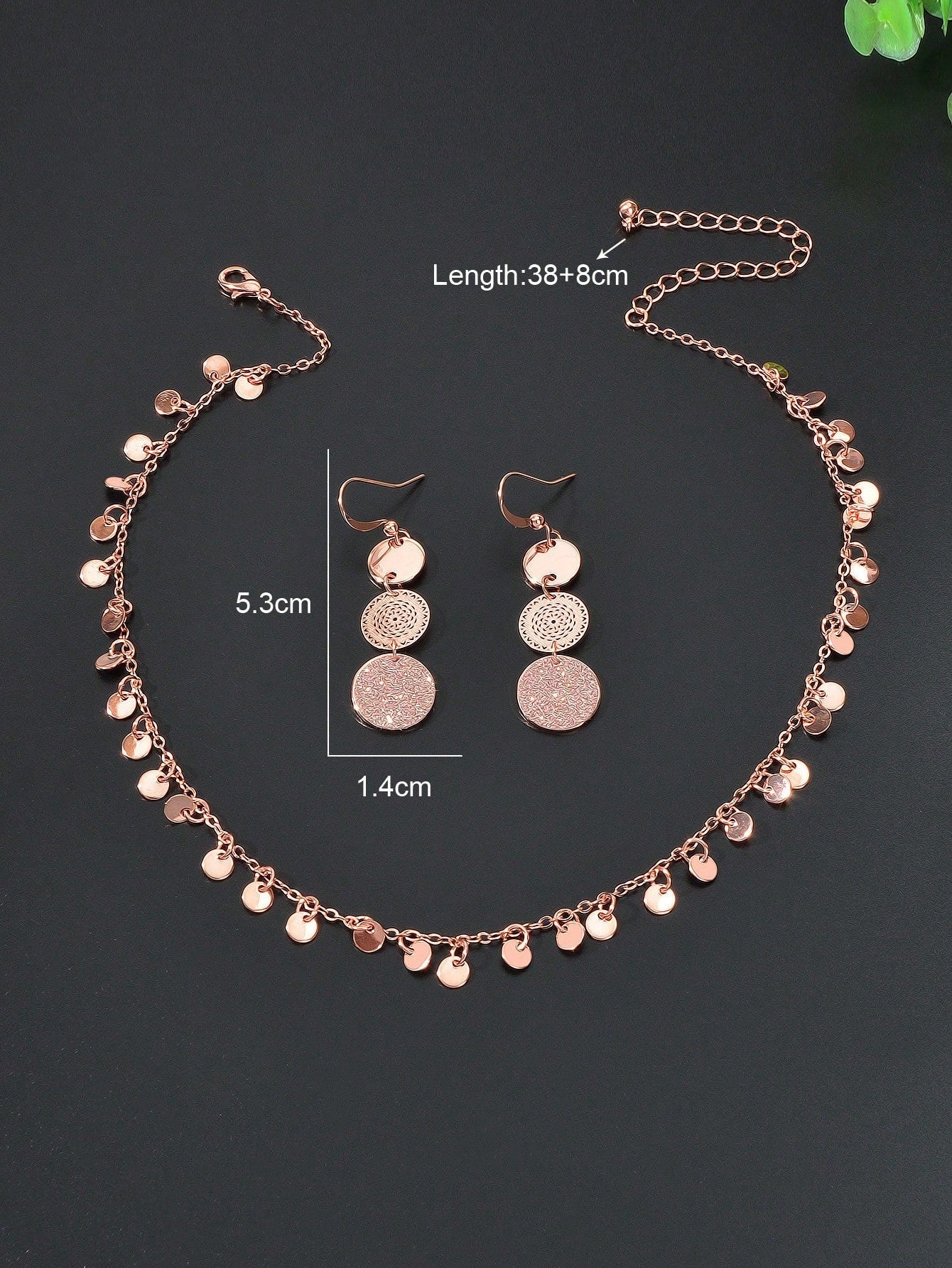 Set Collana e Orecchini Pendenti Multi-Disco – "Oro Rosa"