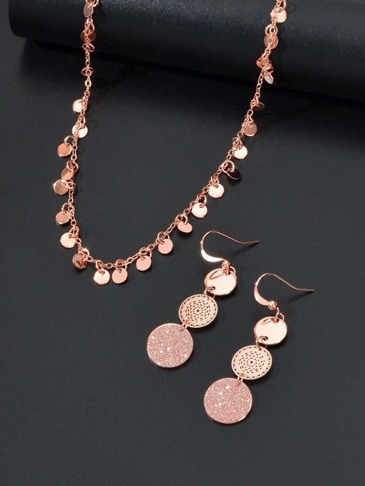 Set Collana e Orecchini Pendenti Multi-Disco – "Oro Rosa"