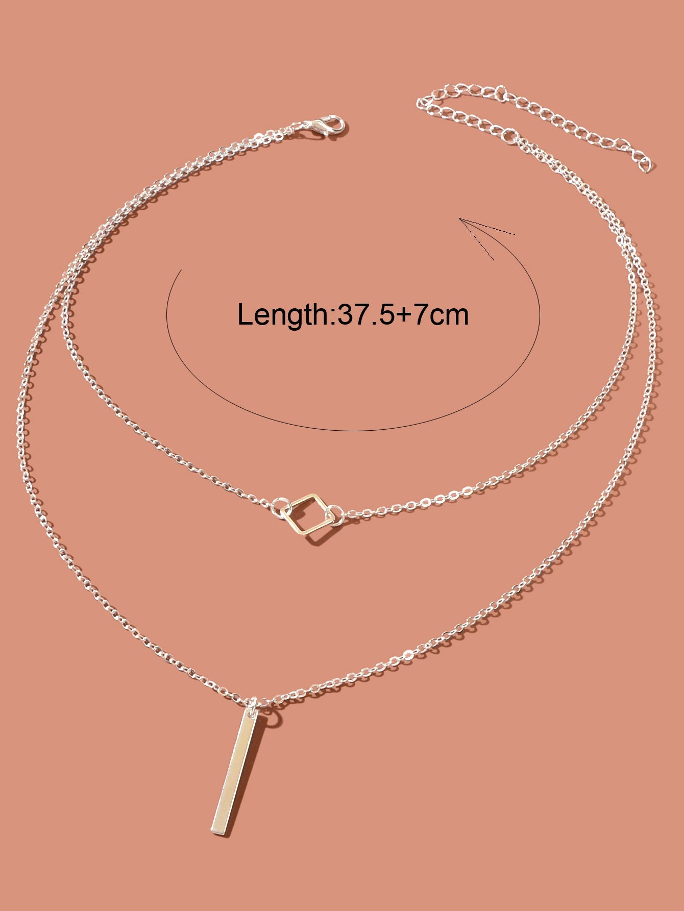 Collana a Doppio Strato con Ciondolo a Barra – Argento 37,5/44,5 cm