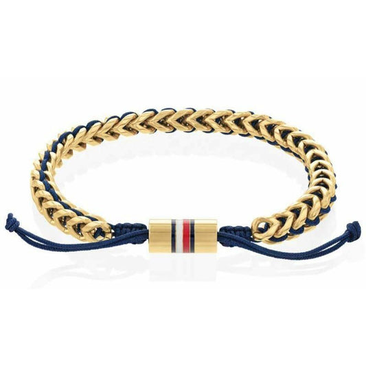 Bracciale Uomo Tommy Hilfiger – Acciaio Dorato e Corda Blu